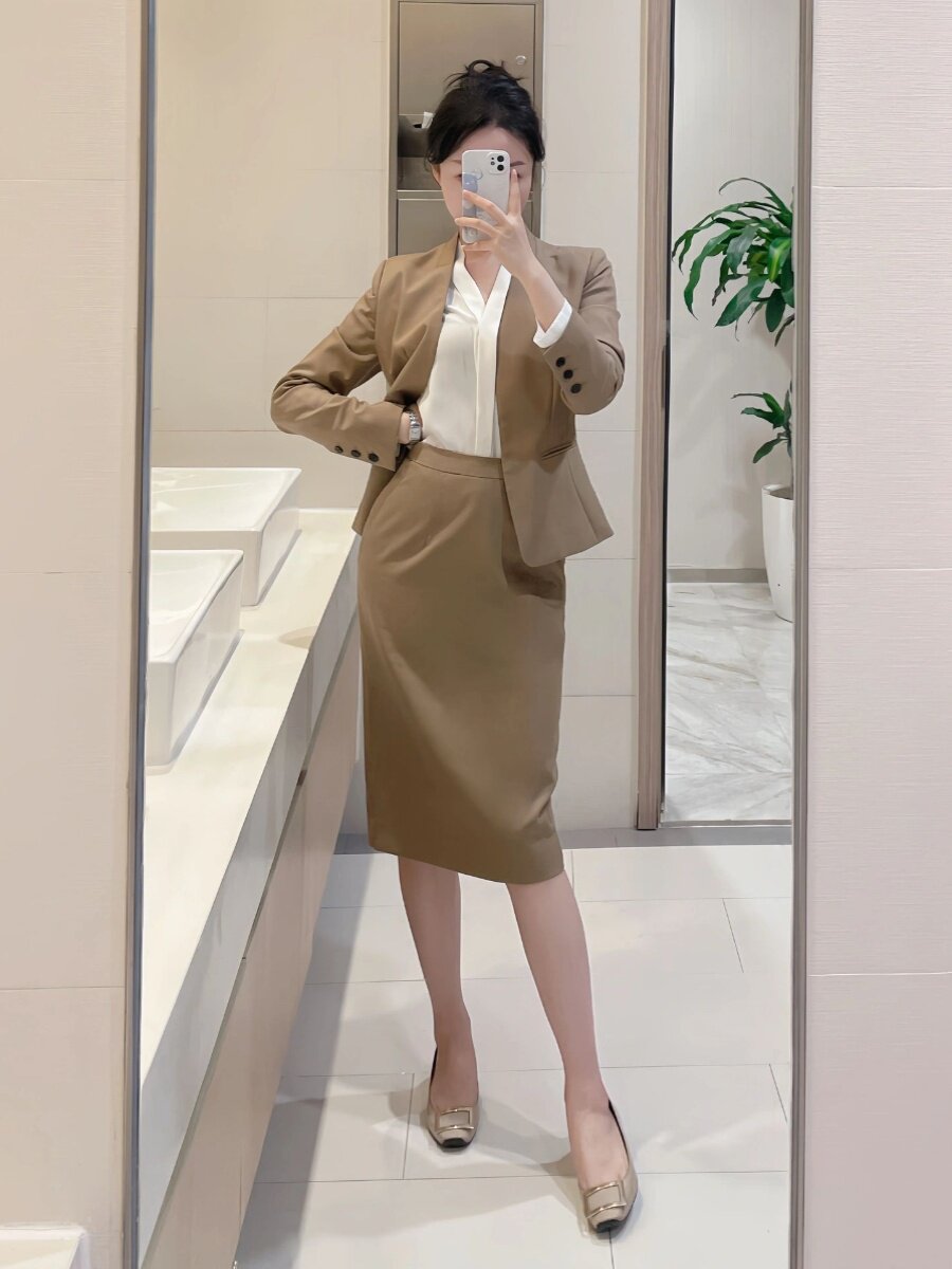 PROFESSIONAL ATTIRE TEMPERAMENT GODDESS FAN HIGH-END SUIT WOMENS SKIRT 2024 AUTUMN NEW FRONT DESK RECEPTION WORK FORMAL WEAR