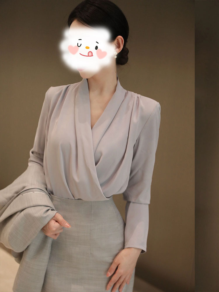 GRAY PROFESSIONAL WEAR TEMPERAMENT GODDESS FAN HIGH-END SUIT SKIRT AUTUMN WORK CLOTHES HOST FRONT DESK RECEPTION FORMAL WEAR