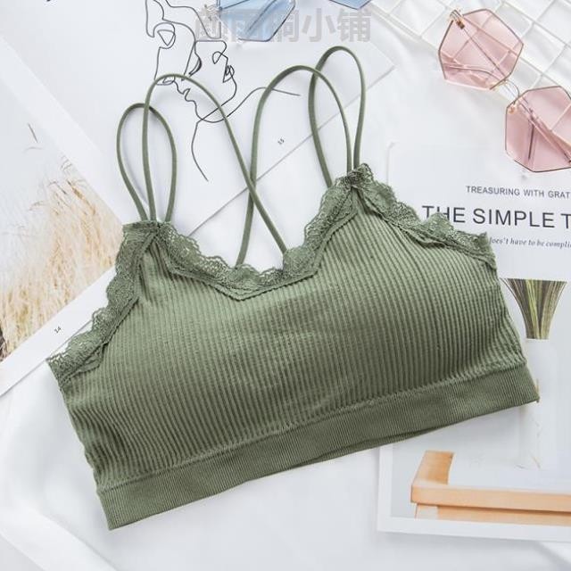 大胸小码无钢圈收副乳美背文胸网红抹胸聚拢法式内衣内搭美胸