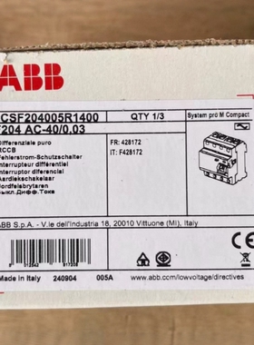 ABB漏电断路器F204 A-63/0.03 FH204 AC-63/0.03 F204 A-40/0.1