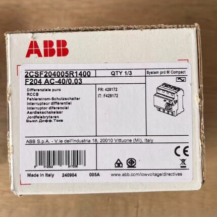ABB漏电断路器F204 A-63/0.03 FH204 AC-63/0.03 F204 A-40/0.1