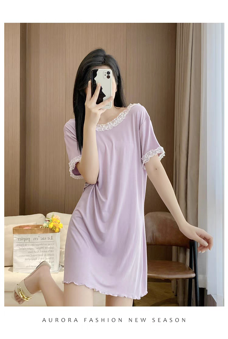 莫代尔睡裙女夏季薄款性感露背蕾睡裙