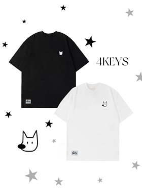 4KEYS原创自制小狗刺绣T恤定制贴布简约黑白情侣装闺蜜装短袖纯棉