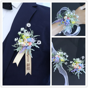 原创森系韩式婚礼新郎新娘结婚胸花戒指花手腕花伴手礼拍照道具