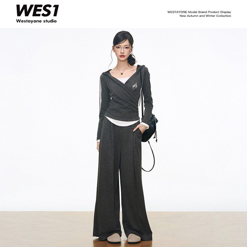 【妧雪呀】 WESTAYONE假两件卫衣针织衫女上衣套装韩系通勤显瘦