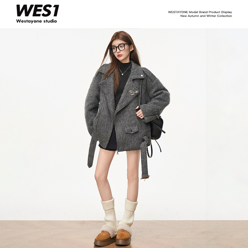 【柒柒Moon直播间】WESTAYONE冬季新款长毛毛呢棉服外套