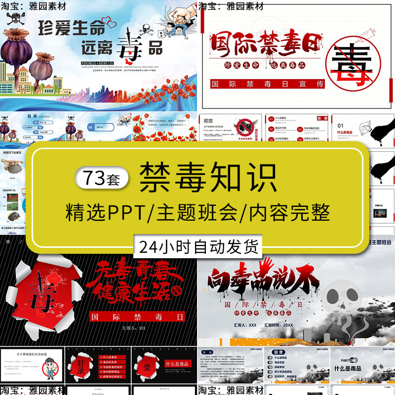 禁毒知识ppt模板国际禁毒日青少年珍爱生命宣传教育班会讲座课件