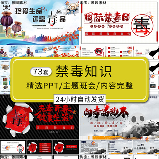 禁毒知识ppt模板国际禁毒日青少年珍爱生命宣传教育班会讲座课件