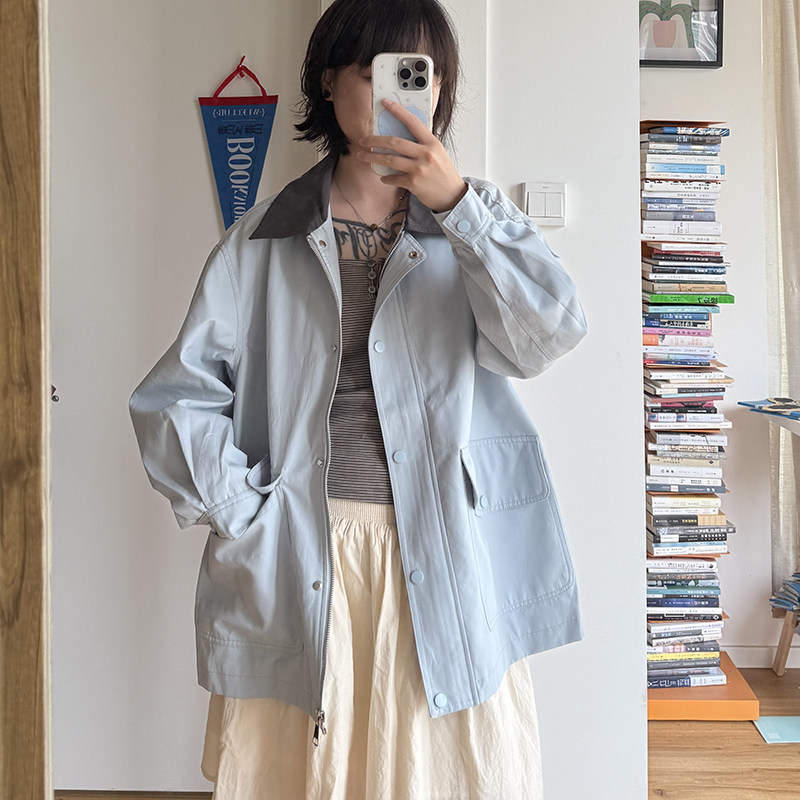 法式春秋款少女宽松百搭风衣