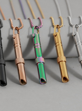 亚马逊热销不锈钢转动珠子调整呼吸冥想正念口哨吊坠项链饰品批发