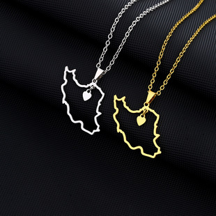 Iran heart-shaped map necklace lovers style 伊朗地区项链