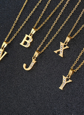 字母项链闺蜜吊坠女钛钢