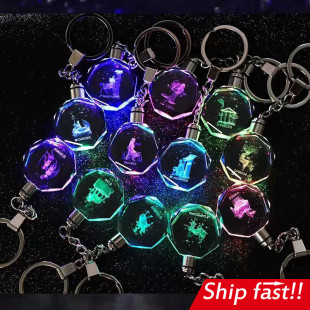 Crystal zodiac Keychain sign Birthday gift custom 星座钥匙扣