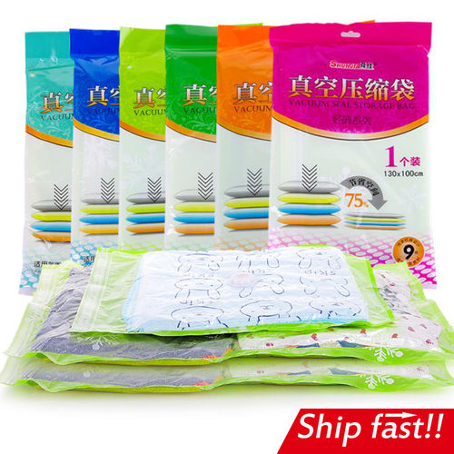 1pc vacuum bags clothes storage plastic bag sealing pump