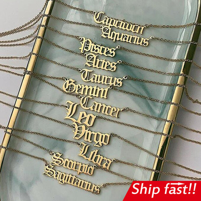 12 Zodiac  jewelry fashion constellation necklace retro 星座