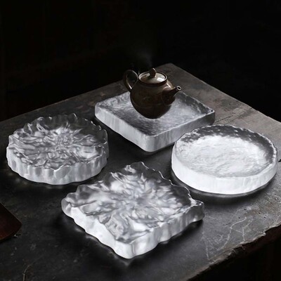 磨砂古法手工日式琉璃养壶盘