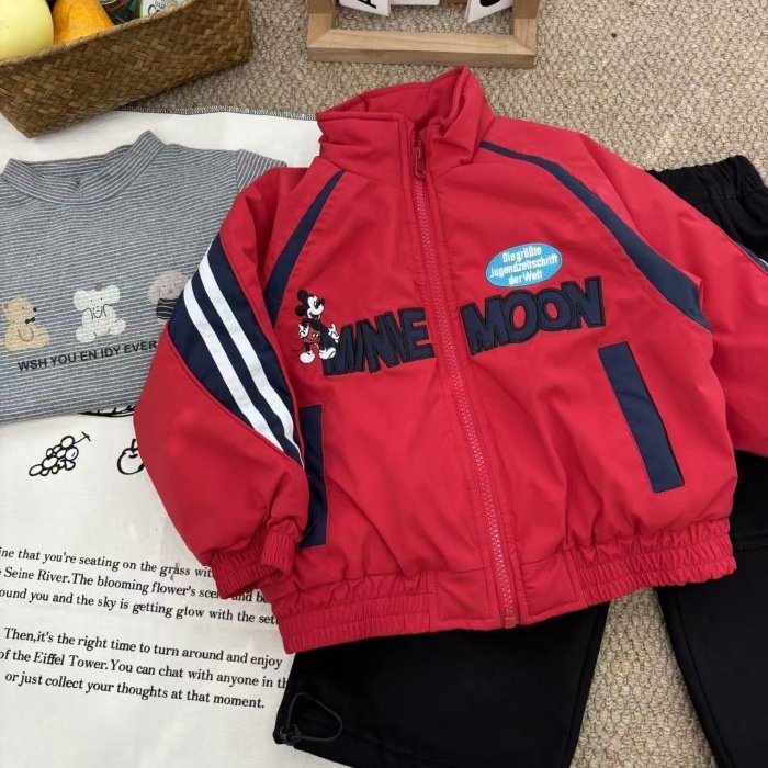 韩系男小童冬季新款夹棉拼接贴标夹克男女宝宝休闲款拉链棉服外套,童装/婴儿装/亲子装,棉袄/棉服,淘宝优惠券,粉丝福利购,淘宝优惠卷