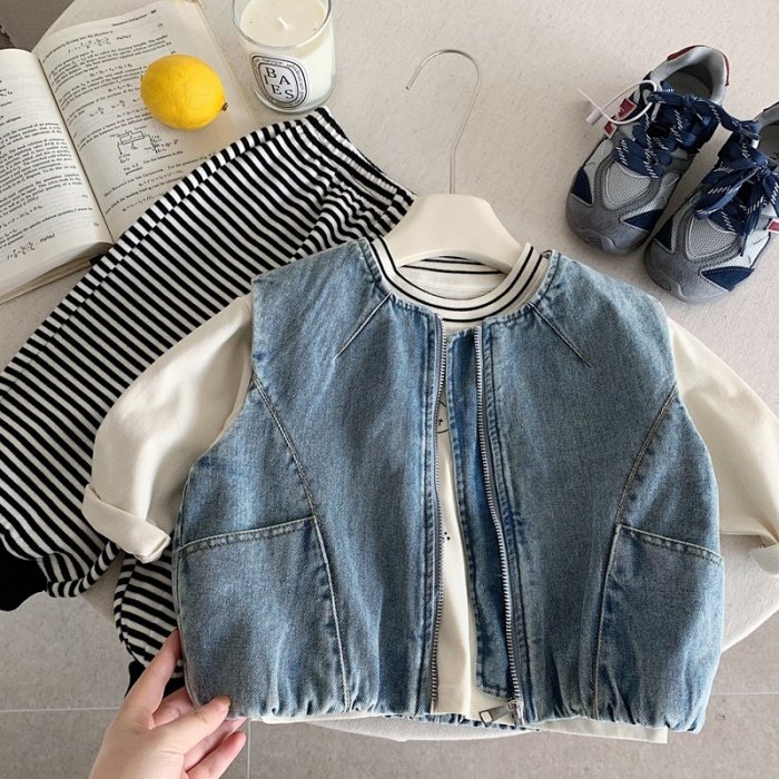 春季波拉韩国童装男童痞帅风牛仔马甲儿童复古上衣男女童百搭外套,童装/婴儿装/亲子装,马甲,淘宝优惠券,粉丝福利购,淘宝优惠卷