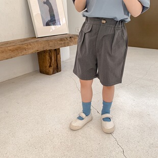 夏季韩版中小童男女宝宝纯色裤子英伦风儿童西装中裤五分短裤