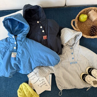 冬季儿童韩版连帽套头棉服男女宝宝加厚保暖防风夹棉外套小孩棉袄