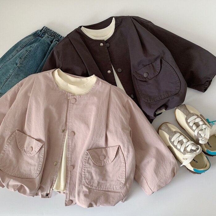 2026年春秋季男童超好看的粉色外套儿童韩系潮范夹克开衫女童春装