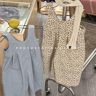 阔腿裤 韩版 女童连体裤 宝宝豹纹休闲裤 春秋款 长裤 儿童可调节背带裤