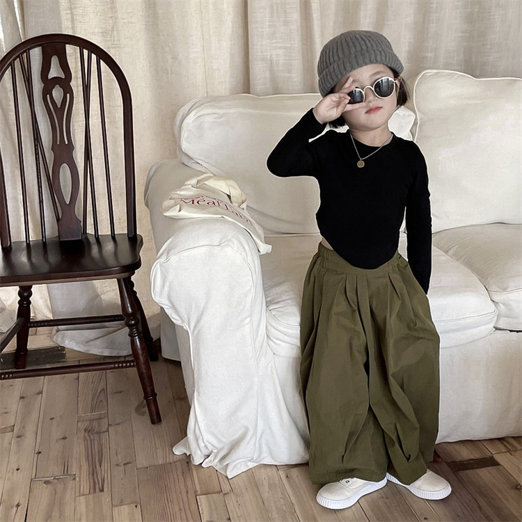 韩国童装男女童秋季腔调休闲裤宝宝纯色宽松阔腿裤儿童韩版气球裤