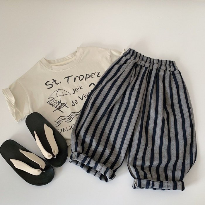 2026春季新款儿童潮范洋气裤子男童复古条纹哈伦裤女孩韩版直筒裤,童装/婴儿装/亲子装,裤子,淘宝优惠券,粉丝福利购,淘宝优惠卷