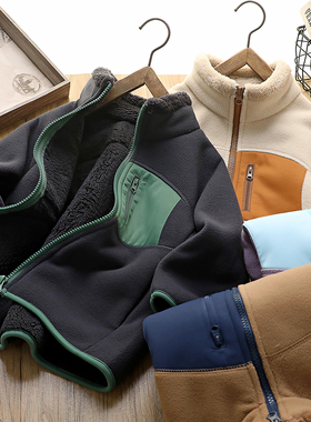 男童摇粒绒外套加厚秋冬季儿童加绒卫衣女童保暖舒棉绒外套厚7983