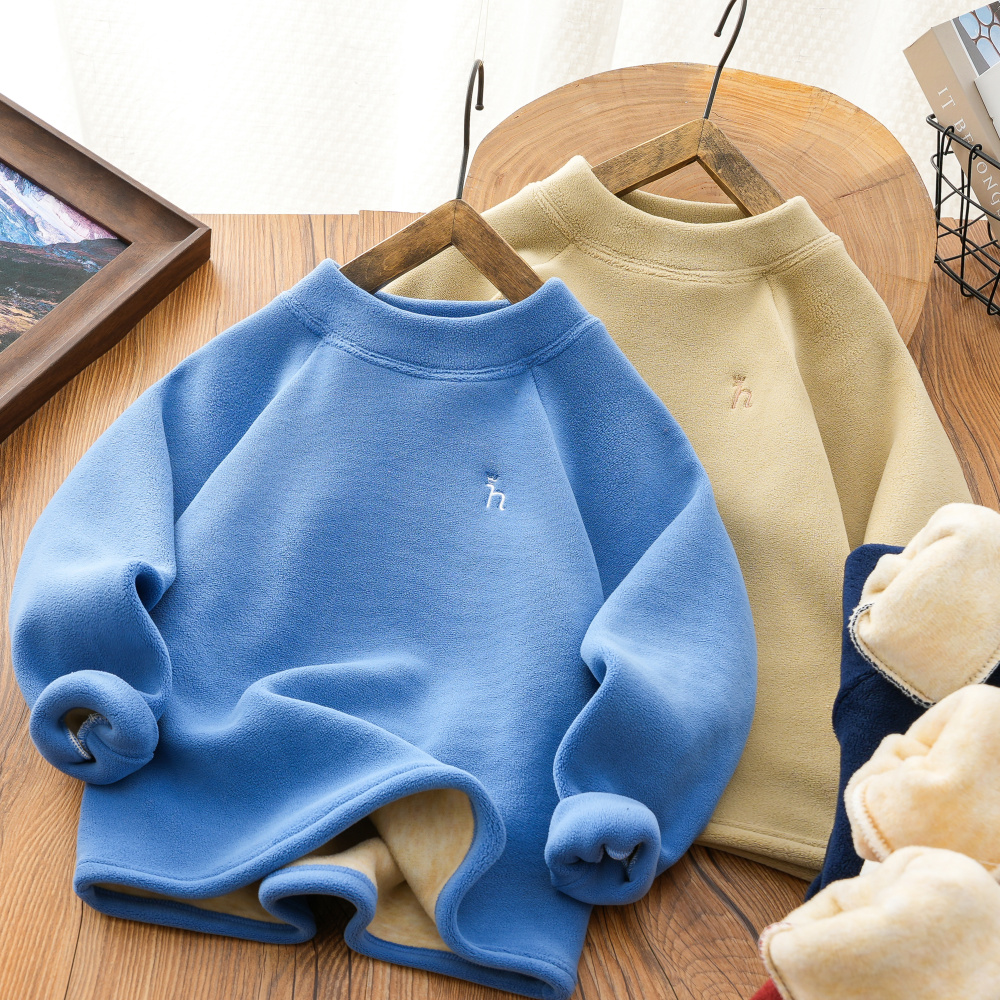 冬季男童奥粒绒半高领打底衫保暖