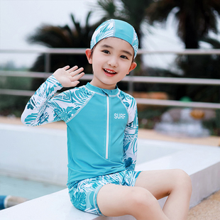 男童泳衣分体游泳衣泳裤套装2026夏季新款儿童长袖防晒泳装5172