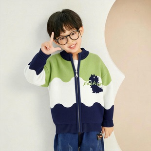 2026新款 宝宝加绒加厚棉衣服8180 拉链针织开衫 男童毛衣外套秋冬季