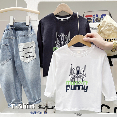 秋季新款男童纯棉卡通长袖T恤衫