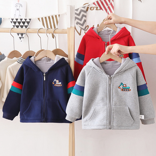 男童加绒外套春秋季童装儿童奥粒绒拉链卫衣开衫宝宝棉衣棉服7301