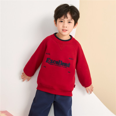 冬季男童一体绒加厚密密绒卫衣