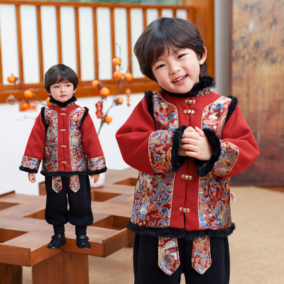 冬季男童新年拜年服夹棉加厚外套
