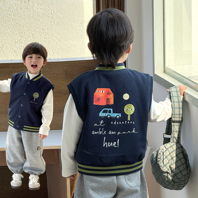 春秋季新款男童卡通马甲坎肩外套
