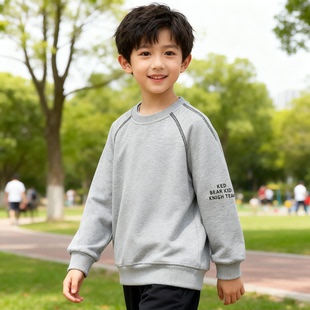 男童插肩袖 春款 男孩圆领长袖 大童宽松休闲运动上衣2551 卫衣韩版