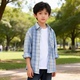 儿童长袖 新款 衬衣中大童翻领上衣9259 纯棉2026春季 男童格子衬衫