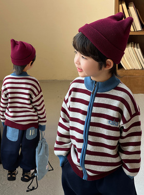 男童加绒毛线衣2025冬季新款儿童内搭冬装针织开衫加厚毛衣8183