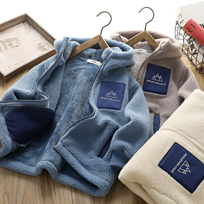 男童羊羔绒外套厚秋冬季加绒棉衣