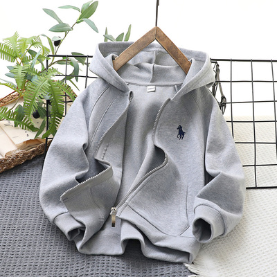 男童拉链外套春秋季连帽卫衣开衫