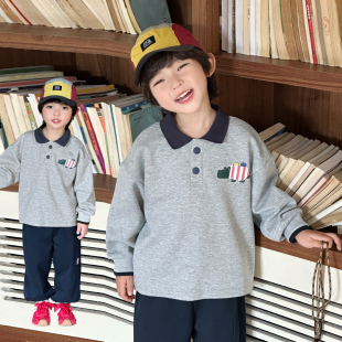 衣服开春穿搭潮帅气2532 春季 儿童polo卫衣春男童上衣2026春装 新款