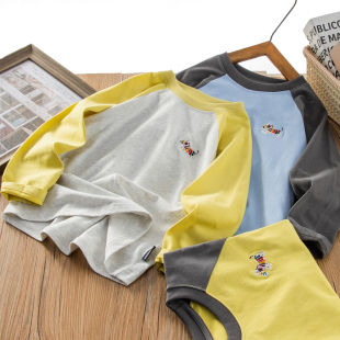 男童纯棉长袖 新款 中大童男孩圆领打底衫 儿童上衣1936 T恤2026秋季