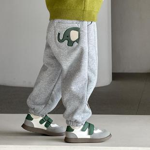 子儿童棉裤 男童一体绒运动裤 中大童加绒保暖长裤 2025冬季 6053 厚款