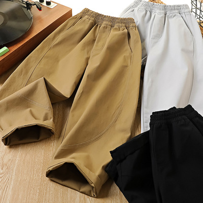 男童春秋纯棉弯刀长裤