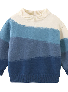 男童圆领毛衣加绒秋冬季中大童男孩加厚保暖毛线衣儿童打底衫8098