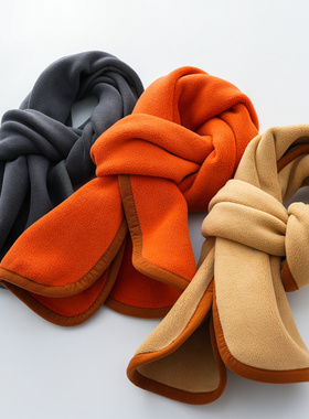 儿童加厚奥粒绒糖果色围巾2026春秋款男女童厚实保暖纯色围脖P001