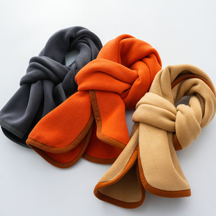 儿童加厚奥粒绒糖果色围巾2025春秋款 男女童厚实保暖纯色围脖P001