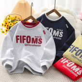 T恤衫 上衣儿童套头长袖 2856 中大童韩版 男童圆领字母卫衣2026春季